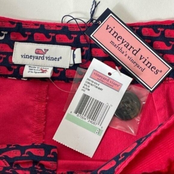 Vineyard Vines cord button skirt solid Bloom 2 front pockets side zip size 8 NWT - Picture 9 of 10